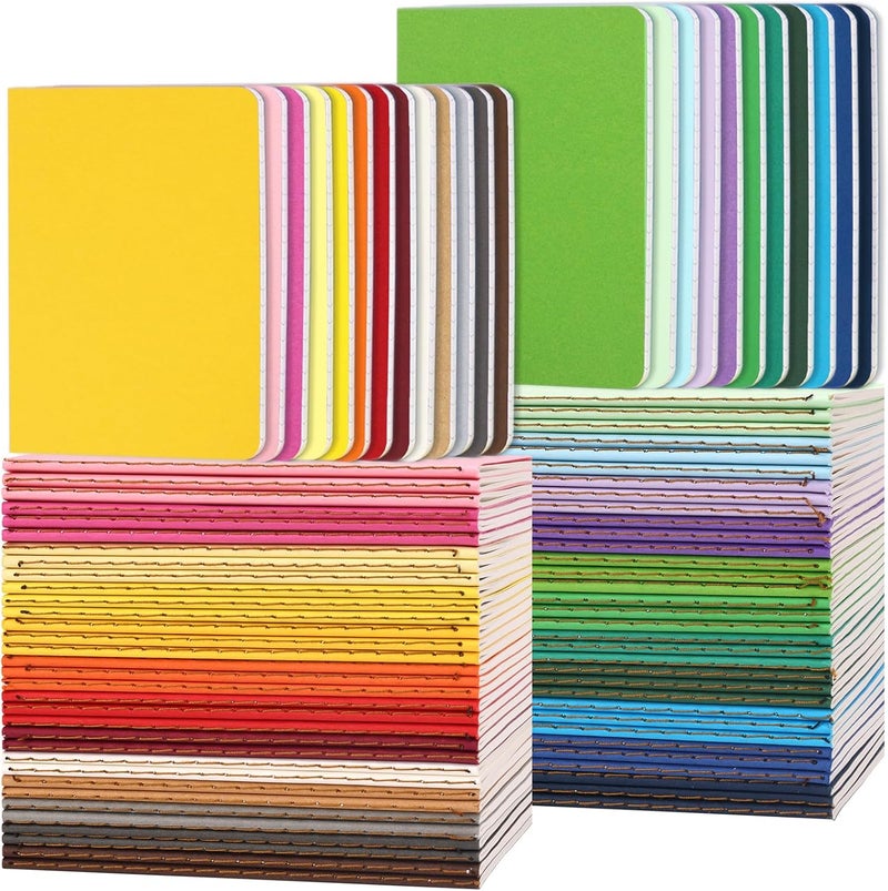 LABUK 90 Pack Pocket Notebooks, Small Notebook Bulk, 3.5"x5.5" Lined Notebooks, A6 Colorful Cover Journals 24 Sheets/48 Pages/24 Colors - Image 1